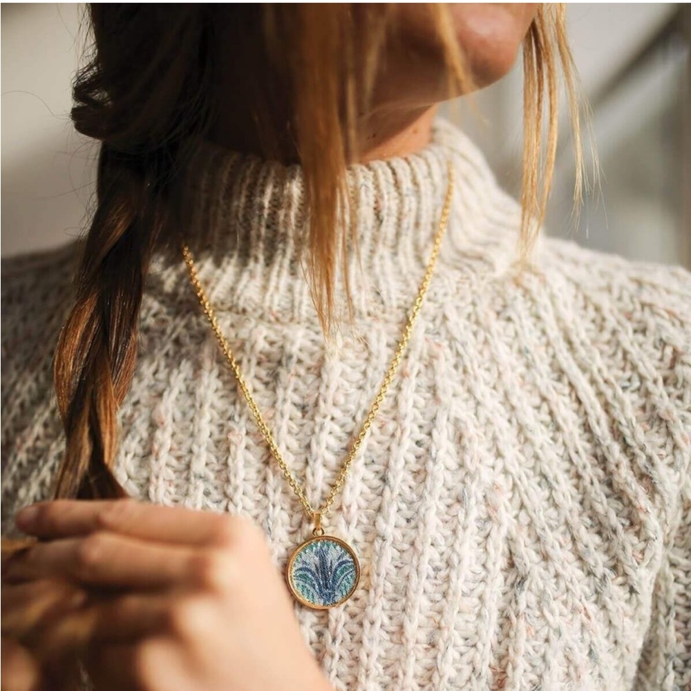 Alex and Ani Blue Lotus Necklace | 14k Gold/Sterling Silver | Swarovski Crystal